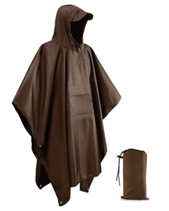 Evolpor Waterproof Poncho Adult,Poncho Waterproof Adult Lightweight Reusable Rain Poncho Adult Waterproof,Waterproof Raincoat for Outdoor Camping Hiking Traveling Cycling (Brown)