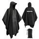 Xrkuu Rain Poncho for Adult, Black Lightweight Waterproof Poncho for Women and Men, Portable Reusable Raincoat Emergency Rain Poncho with Reflective Strip for Outdoor Hiking, Climbing, Traveling