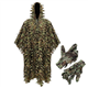PELLOR Ghillie Suit with Gloves Outdoor Kids Cosplay Mens Camouflage Poncho Camo Netting Airsoft Clothing Military CS Woodland Hunting Clothes