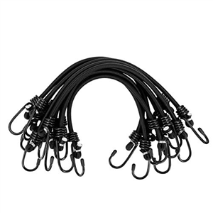 WeFine Pack of 10 Bungee Cords with Hooks Weatherproof & UV-Resistant Bungee Straps Heavy Duty Elastic Bungee Ropes for Caravan Camping RVs Trunks Luggage Racks,Black,16 inch (40CM)