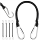 URAQT Bungee Cords with Carabiner Clips 30 CM, 4 Pack Long Heavy Duty Carabiner Bungee Cord, Retractable Straps, with Carabiner Hooks for Roof Racks, Trailers, Camping, Tarps, and Travel for All Users