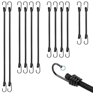 TaoTazon Bungee Cords With Hooks, 12 PCS Heavy Duty Bungee Cord, Various Universal Sizes Bungee Straps, Elastic Straps With Hooks for Outdoor Camping, Tarps, Tents, Hiking, Hunting, Trucks and Boats