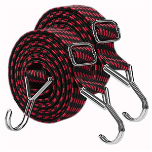 Bungee Cords With Hooks Adjustable - Elastic Heavy Duty Straps Rope 2 Pack 2m Flat Bungee Straps for Bike Luggage Rack Tarp Camping Tent Car Roof Rack Fixings