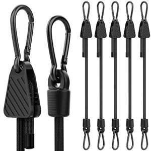 Adjustable Bungee Cords, Upgrade Bungee Cord with Carabiner Hooks Outdoor Heavy Duty 90cm Long, Easy to Adjust Length Black Elastic Ropes Cable with Clips On Both Ends for Bike Rack, Tarps, Cargo