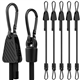 Adjustable Bungee Cords, Upgrade Bungee Cord with Carabiner Hooks Outdoor Heavy Duty 90cm Long, Easy to Adjust Length Black Elastic Ropes Cable with Clips On Both Ends for Bike Rack, Tarps, Cargo