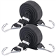 Adjustable Bungee Hooks Cord 2PCS 2M Black Xtra Long Flat Elasticity Rope, Large Heavy Duty Rubber Elastic Straps with Adjustment Metal Buckle for Fastening Luggage or Backpacks and Moving Cargo