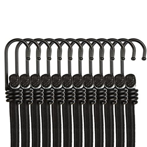 Aselected Bungee Cords With Hooks Heavy Duty Elastic Bungee Rope With Metal Hook Bungee Straps For Luggage Racks Camping, Tarps Trolleys Black 12 Pack Weatherproof UV Resistant