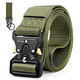 Bansga Men Tactical Belt, Military Style Quick Release Nylon Belt, Gift with Hook (Green)