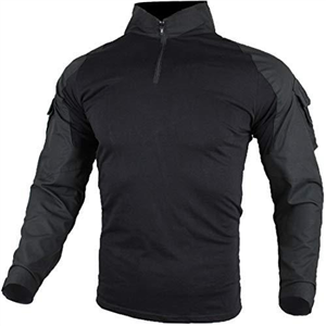 zuoxiangru Tactical Combat Shirt, Ripstop Breathable Multicam T Shirt for Hunting Military Airsoft (Black, UK M=Tag XL)