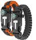 Ember Rock Paracord Survival Bracelet - 2 Pack Survival Kit Firestarter Bracelets - Includes Compass, Firesteel, Whistle and Parachute Cord (Orange & Black)