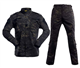 LANBAOSI Men's Tactical Jacket and Combat Trousers Set Camo Woodland Hunting ACU Military Uniform, Black Cp, L