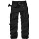 Jessie Kidden Men's Combat Camo Cargo Trousers Camouflage Army Military Tactical Work Pants #7533 Black-32