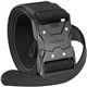 JUKMO Quick Release Tactical Belt, Military Work 1.5" Nylon Web Hiking Belt with Heavy Duty Seatbelt Buckle (Medium-for Waist 36"-42" (Length 49"), Black)