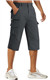 TACVASEN Tactical Shorts Mens Cargo Elasticated Waist Shorts Quick Dry Shorts Hiking Trousers Walking Shorts 3 Quarter Cropped Shorts Grey,34