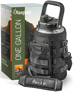 Rangland Insulated 4 Liter Water Bottle with Sleeve - Stainless Steel Wide Mouth Growler with Tactical Carrying Bag - Insulation for Hot/Cold Drinks (Ultra Large) (135oz)