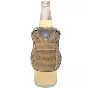 AQzxdc Tactical Beer Bottle Cover Mini Miniature Molle Vest Personal Bottle Drink Set Adjustable Shoulder Strap,Beige,1 Pcs