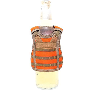 AQzxdc Tactical Beer Bottle Cover Mini Miniature Molle Vest Personal Bottle Drink Set Adjustable Shoulder Strap,Orange,1 Pcs