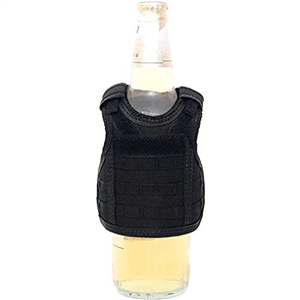 AQzxdc Tactical Beer Bottle Cover Mini Miniature Molle Vest Personal Bottle Drink Set Adjustable Shoulder Strap,Black,1 Pcs