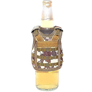 AQzxdc Tactical Beer Bottle Cover Mini Miniature Molle Vest Personal Bottle Drink Set Adjustable Shoulder Strap,CP,1 Pcs