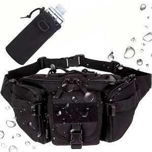 HYDROGELIX® men's sachets + drink holder, tactical sachet with water bottle cover, molle bag, waterproof sachet hunting, Black (Black), waist pack