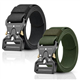 JUSJUBR 2Pcs Men's Tactical Belt - Nylon Military Work Riggers Belt, Adjustable for Work, Outdoor Sports, Survival & Daily Casual Use (Black, Green)