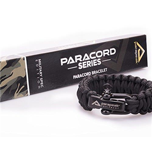 Parapeak Military Spec Cobra Paracord Survival Bracelet (Black, Black Clasp)
