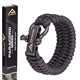 Parapeak Survival Bracelet - Military Spec Paracord - Trilobite Style with Adjustable Stainless Steel D-Clasp (Black, Black Clasp)