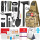 Survival Kit, 262Pcs Survival Gear and Supplies with First Aid Kit Pouch and Crossbody Bag, Emergency Kit with Tent, Camping Axe Hammer, Survival Shovel w/Pick, Bug Out Bag Gifts for Men Women