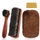 Flintronic 4 PCS Shoe Brushes Set, Soft Horsehair Bristles Brushes with Polish Glove and Eraser, Dusting Brush Shoe Polishing Applicators Leather Cleaning Buffing for Boots Seats Interiors Furniture