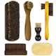 SelfTek 6Pack Shoe & Boot Cleaning Brushes, Horsehair Bristles Brushes with Polish Glove and Buffing Cloth Shoe Shine Polishing Applicators for Leather Bag,Car Seat Interiors Furniture