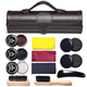 YUET Shoe Polish Kit Cleaning Shine Care Barrel Set For Brown Black Leather With Brush Travel Case Luxury Premium Soft Horsehair Bristle Dauber, Wooden Applicator, Shoehorn, Cloth 12 Piece Brown Pouch