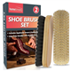 SOL 2pk Shoe Brush Set - Traditional Wooden Handle Brushes for Cleaning Leather, Suede, Canvas & More - Quick & Easy Cleaning, Ergonomic Design, Long-Lasting Durability