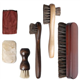 PRITOK 6 Pack Shoe Brush Set: Leather Boots Brush Polish Brushes Kit Include 4 Pcs Horsehair Brushes, Shoes Buffing Cloth Glove and Buffing Cloth, Shoe and Boot Cleaning Brushes for Boots, Shoes