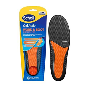 Scholl GelActiv Work Insoles for Men, All Day Comfort at Work, Shock Absorption and Comfort Cushioning with GelWave Technology, UK Size 7-12