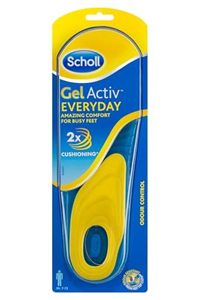 Scholl GelActiv Every Day Insoles for Men - Anti Foot Fatigue Comfort Insoles - Insoles for Walking / Hiking - Trim to Fit Your Walking Boot / Shoes - UK Size 7-12, 1 Pair, Blue