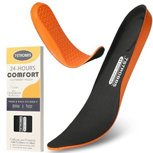 7STROBBS Insoles for Men, Comfort Gel Inner Soles, Cushion Shock Absorber Work Inserts,Non Slip Innersoles Replacement Insole for Walking Boots, Work Shoes, Hiking Boot, Trainers Black UK 9