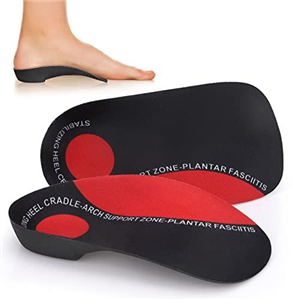 Orthotic Insoles, 3/4 High Arch Support Shoe Inserts Insoles for Women and Men, Flat Feet, Over-Pronation, Heel Pain, Heel Spur (9-12 UK Red&Black