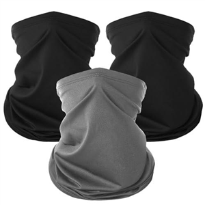 KEYRI 3 Pack Bandana Neck Warmer Ski Snood for Men & Women Multifunctional Headwear Face Mask Elastic Neck Gaiters Windproof Headband Snood UV Resistence for Sports Cycling Hiking (2Black+1Grey)
