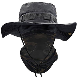 ehsbuy Fishing Hats for Men Women with Cooling Neck Gaiter Wide Brim Camo Hat Face Scarf Camouflage Military Army Hat Bucket Sun Hats Hunting Mesh Beach Cap Neck Tube