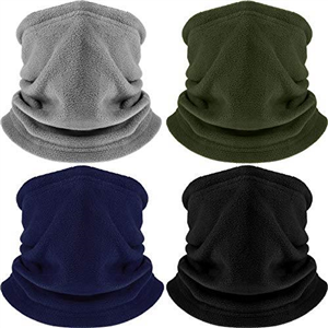Hicarer 4 Pieces Winter Fleece Neck Warmer Snoods for Men Women Gaiter Thick Thermal Windproof Ski Neck Scarf Balaclava(Black, Gray, Army Green, Navy Blue)