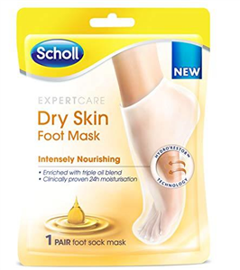 Scholl ExpertCare Dry Skin Foot Mask - Intensely Nourishing, Triple Oil Foot Mask with Urea and 3 Oils (Avocado, Argan, Jojoba) for up to 24-Hour Moisture, 1 Size, 1 Pair