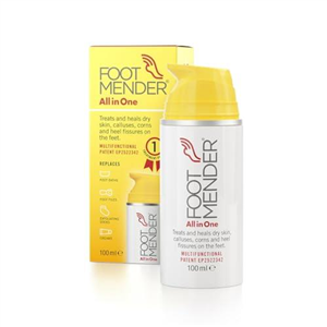 Footmender All in One | Treats and Heals Dry Feet, Hard Skin (calluses), Corns and Cracked Heels (Heel fissures) | Significant Effect After First Treatment | 100ml