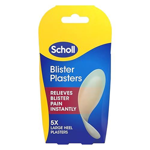 Scholl Blister Plasters, Pack of 5 - Large Hydrocolloid Blister Plasters for Heels, for Relief, Rapid Healing, Pain Reduction, and Protection. Waterproof.