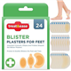 SOL 24pk Blister Plasters for Feet - Hydrocolloid Heel Plasters for Protection & Healing - Reduces Friction, Cushions Blisters, Promotes Recovery - Assorted Sizes for Toes, Heels & Hands