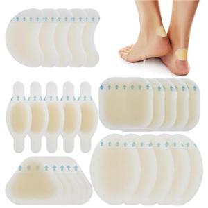 25 Pack Blister Plasters for Feet, Blister Bandages Invisible Hydrocolloid Blister Cushion Pads Gel Blister Guard Pads Waterproof, for Toe Feet Heel Finger Prevent Discomfort from Foot Blisters