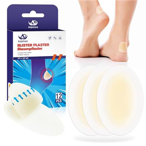 AnjoCare Blister Plaster for Feet, 12pcs Invisible Hydrocolloid Gel Blister Bandages, Waterproof Blister Patches for Toes, Heel Blister Prevention & Recovery