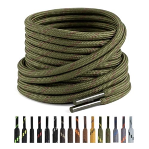 Puzeam 2 Pairs Round Boot Laces, 4.5 mm, Heavy Duty Outdoor Work Boots Shoe Laces for Men, Women, Strong Hiking, Walking Shoeslaces (140 cm, army green brown)