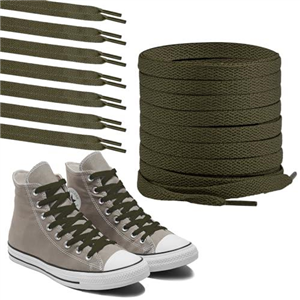 Polly Online 1 Pair Shoelaces Trainers,Flat Trainers Shoelace,8mm Wide Shoe Lace,Flat Shoe Laces for Athletic Running Sneakers Shoes Boot Strings(Army Green)