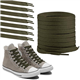 Polly Online 1 Pair Shoelaces Trainers,Flat Trainers Shoelace,8mm Wide Shoe Lace,Flat Shoe Laces for Athletic Running Sneakers Shoes Boot Strings(Army Green)