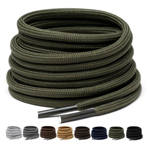 Puzeam Work Boot Laces 2 Pairs 4mm Round Heavy Duty Shoes Laces for Outdoor Hiking Boots,Strong Shoelaces for Trainers Army Green 140
